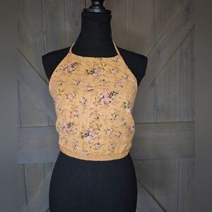 American Eagle Floral Tie Back Halter Top sz XL